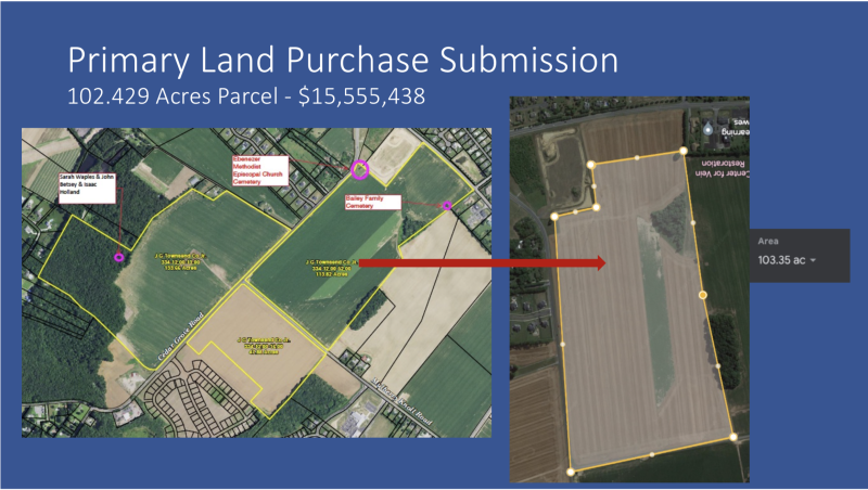 Cape Henlopen School District officials are planning to submit certificates of necessity to meet enrollment needs. Pending board approval, the district is seeking to purchase a 103-acre parcel at Cedar Grove and Plantation roads. SOURCE: CAPE HENLOPEN SCHOOL DISTRICT